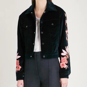 Sandro Cylia Cropped & Embroidered Velvet Jacket